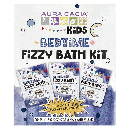 Aura Cacia Kids Fizzy Bath Kit Bedtime 3 Packets 2.5 oz (70.9 g) Each