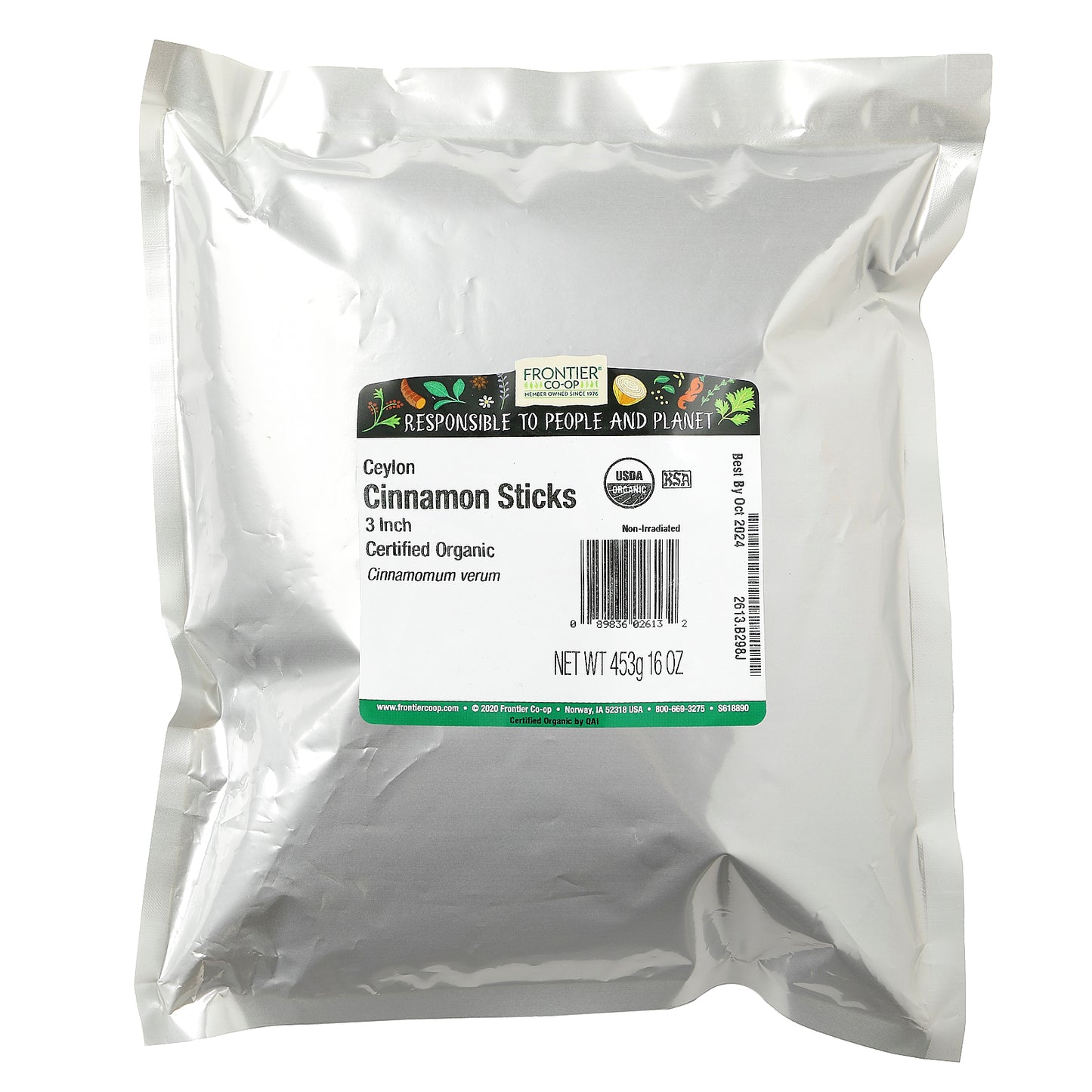 Frontier Co-op Organic Whole 3" Ceylon Cinnamon Sticks 16 oz (453 g)