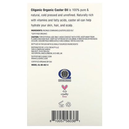 Cliganic Organic Castor Oil 4 fl oz (120 ml)