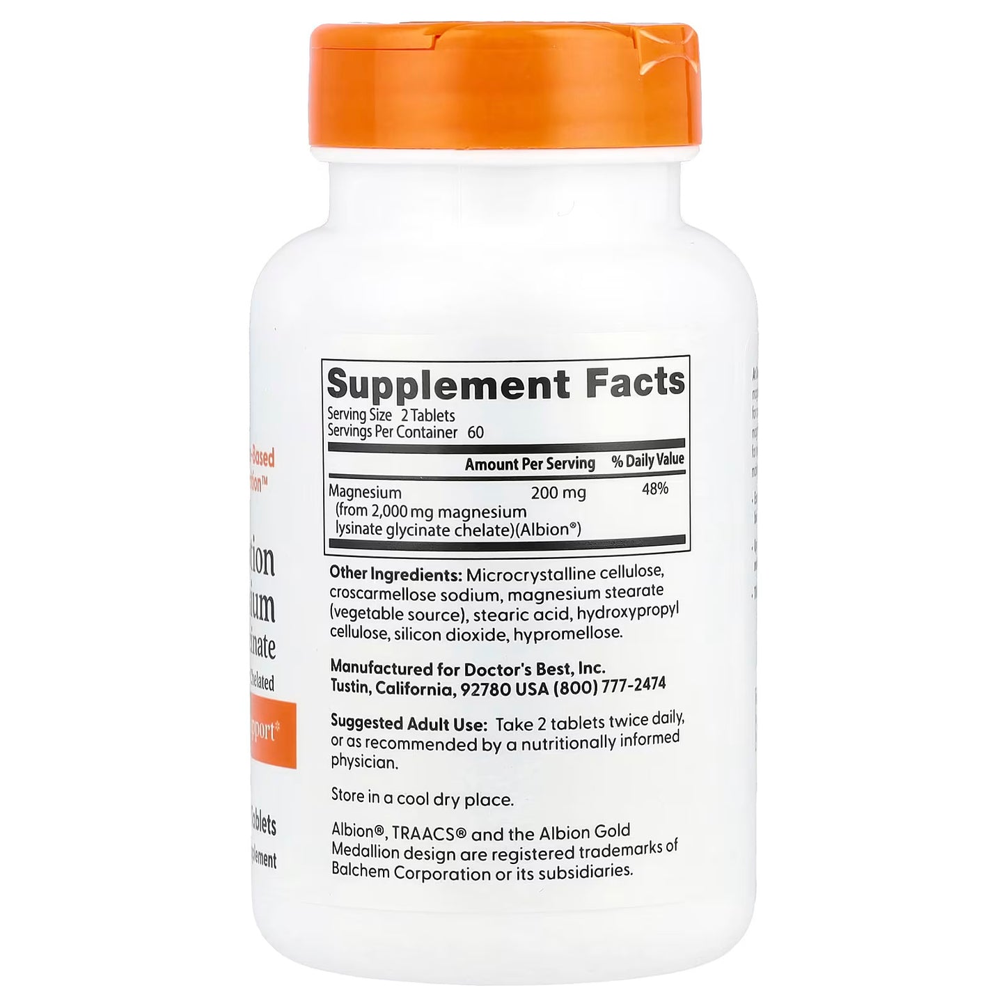 Doctor's Best, High Absorption Magnesium, 200 mg, 240 Tablets (100 mg Per Tablet)