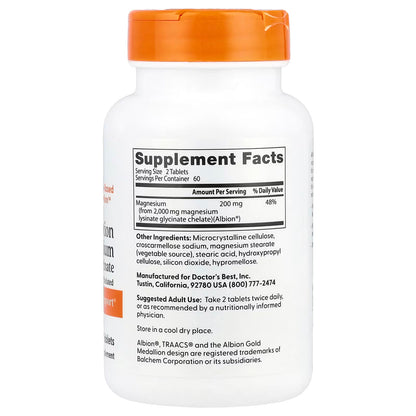 Doctor's Best, High Absorption Magnesium, 200 mg, 240 Tablets (100 mg Per Tablet)