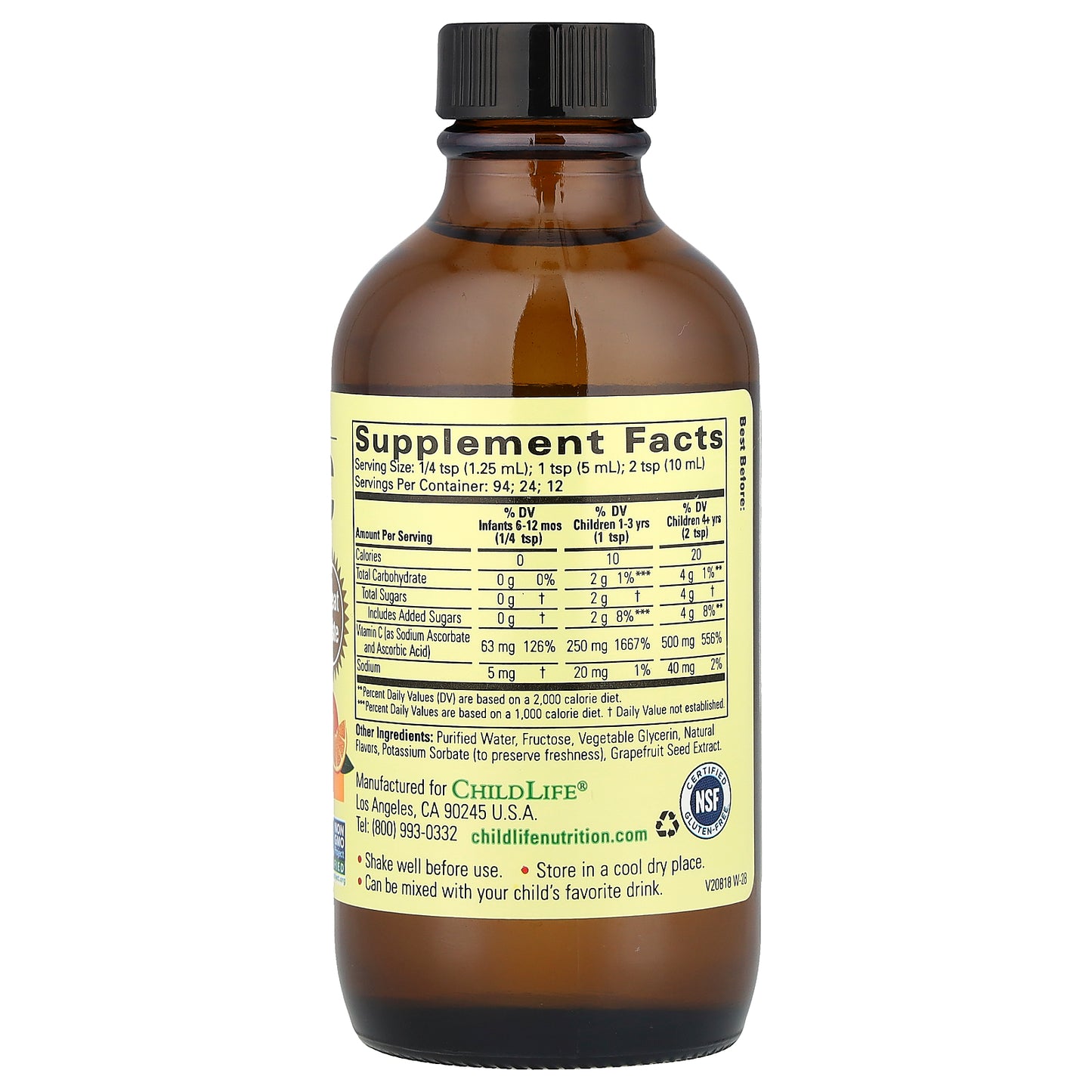 ChildLife Essentials Liquid Vitamin C Natural Orange 4 fl oz (118 ml)