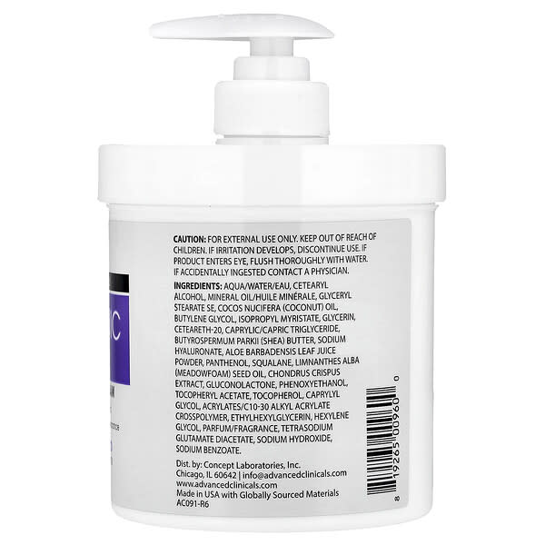Advanced Clinicals Hyaluronic Acid Hydrating Body Cream 16 oz (454 g)