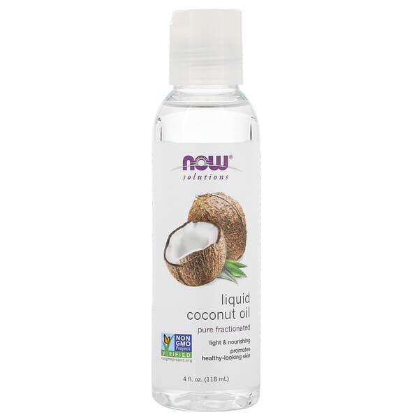 NOW Foods Solutions Liquid Coconut Oil Pure Fractionated 4 fl oz (118 ml)