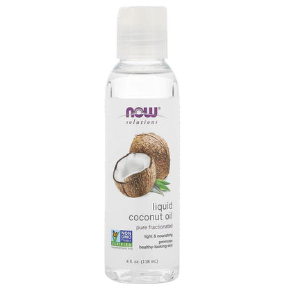 NOW Foods Solutions Liquid Coconut Oil Pure Fractionated 4 fl oz (118 ml)