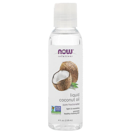 NOW Foods Solutions Liquid Coconut Oil Pure Fractionated 4 fl oz (118 ml)