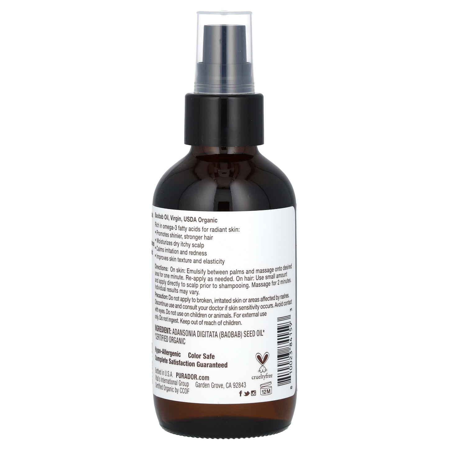 Pura D'or Organic Baobab Oil 4 fl oz (118 ml)