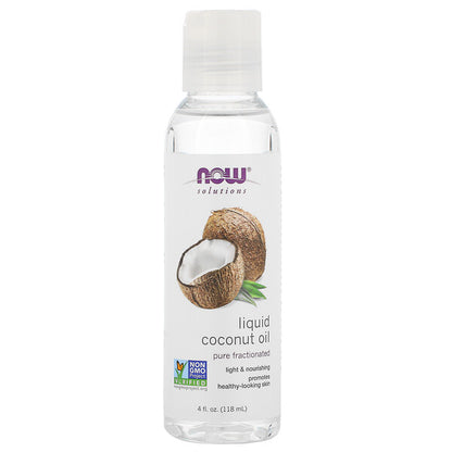 NOW Foods Solutions Liquid Coconut Oil Pure Fractionated 4 fl oz (118 ml)