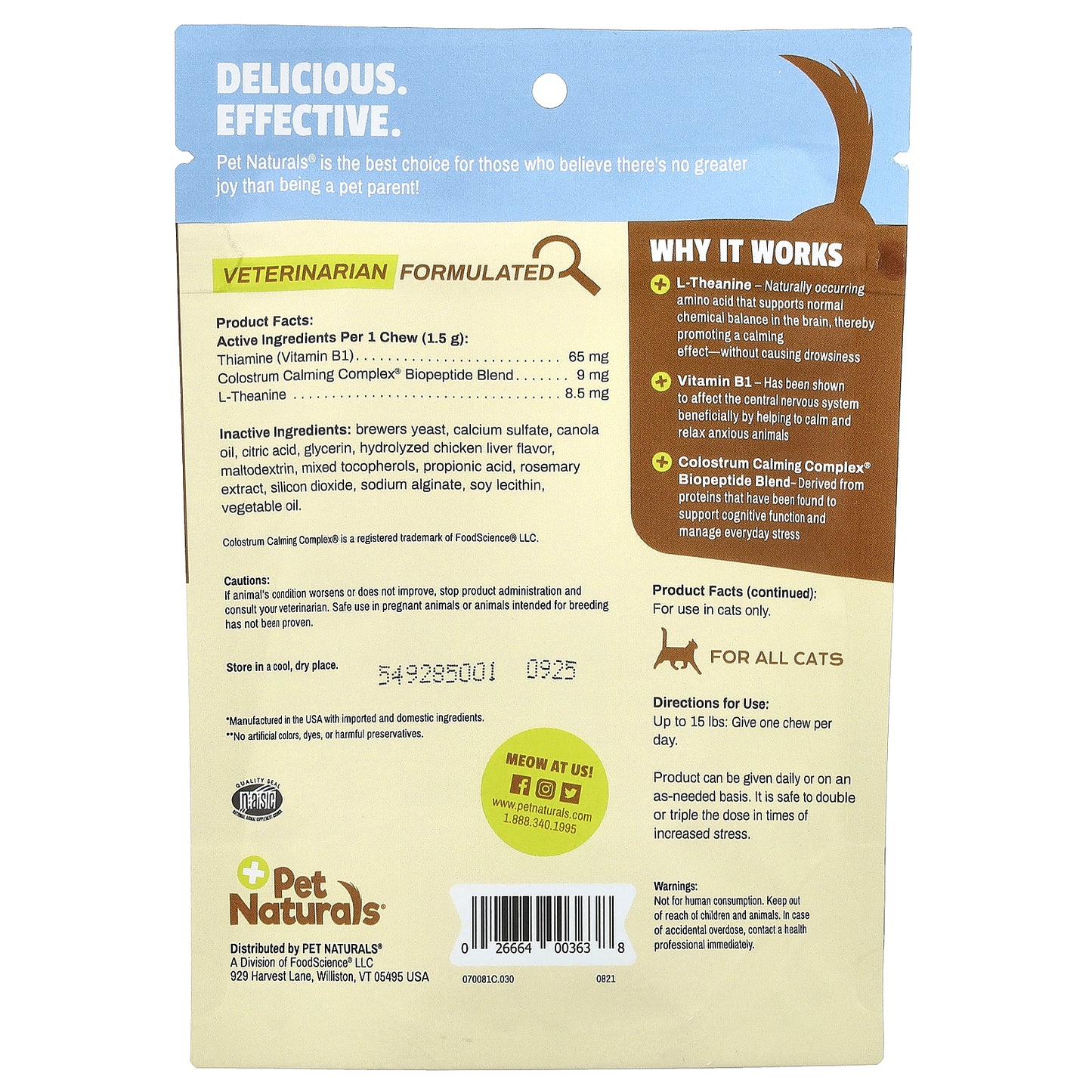 Pet Naturals Calming® For Cats All Sizes 30 Chews 1.59 oz (45 g)