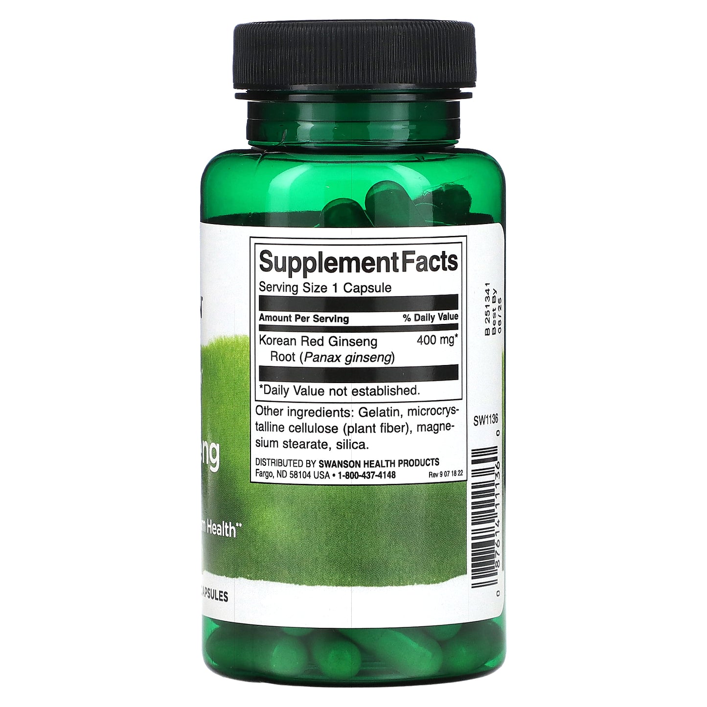 Swanson Full Spectrum Korean Red Ginseng Root 400 mg 90 Capsules