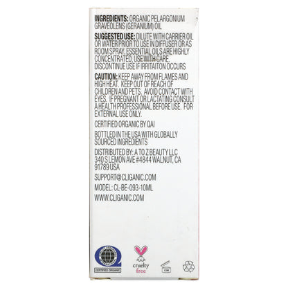 Cliganic 100% Pure Essential Oil Geranium 0.33 fl oz (10 ml)