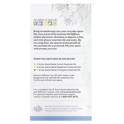 Aura Cacia Orbit USB Ultrasonic Essential Oil Diffuser 1 Count