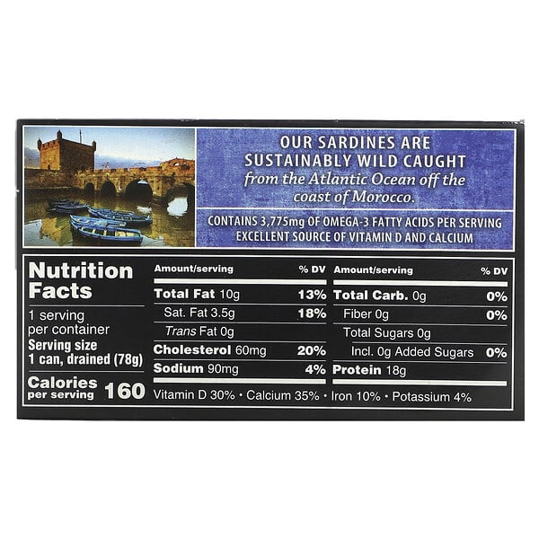 Crown Prince Natural Wild Caught Sardines In Water 4.25 oz (120 g)