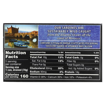 Crown Prince Natural Wild Caught Sardines In Water 4.25 oz (120 g)