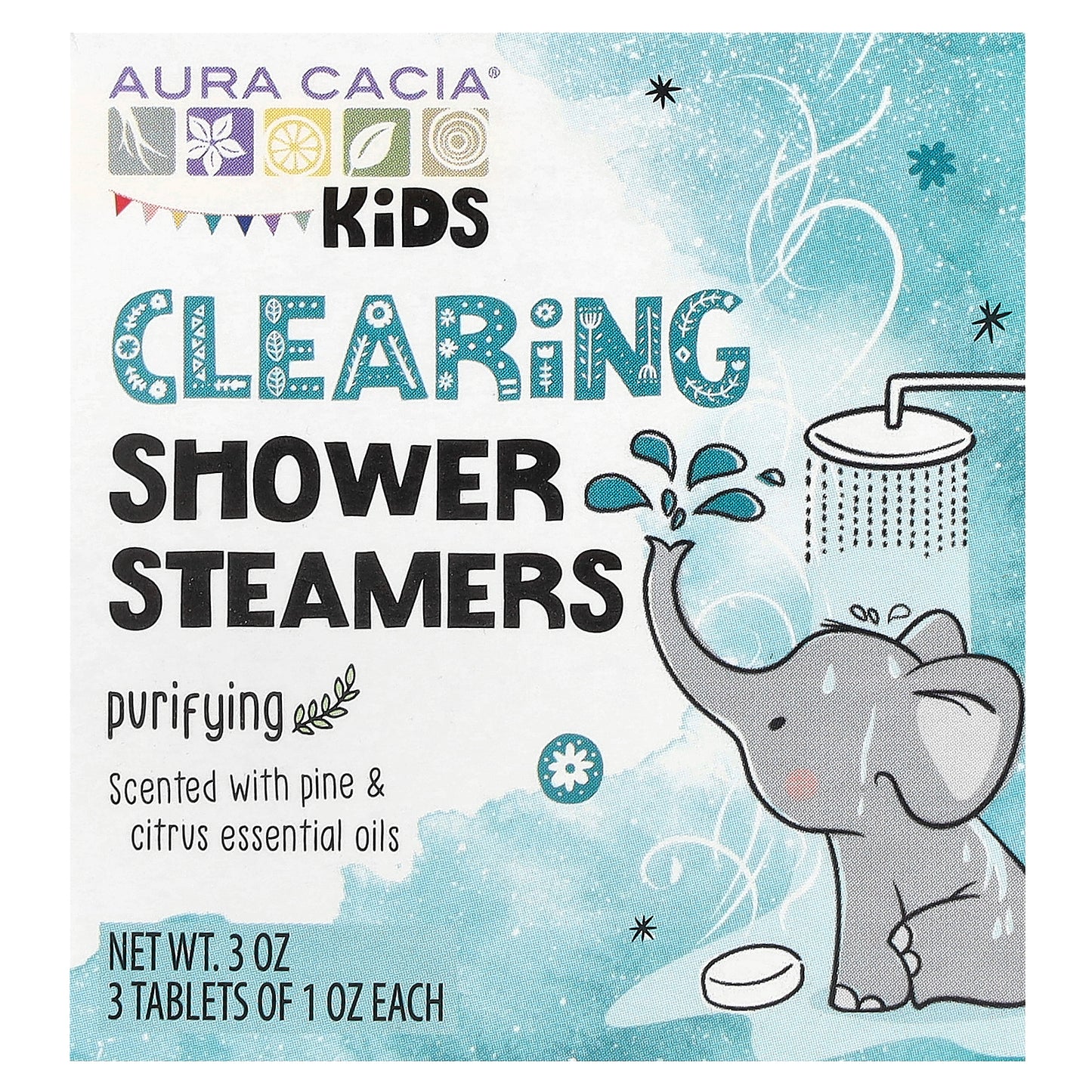 Aura Cacia Kids Clearing Shower Steamers Purifying 3 Tablets