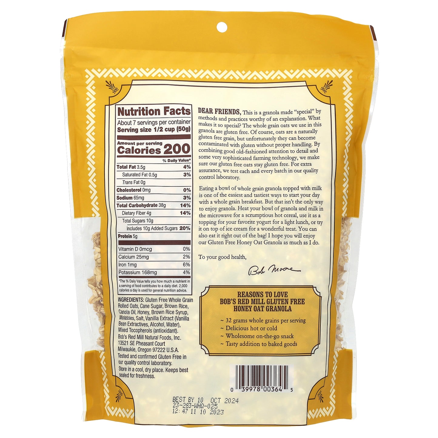 Bob's Red Mill Granola Honey Oat Gluten Free  12 oz (340 g)