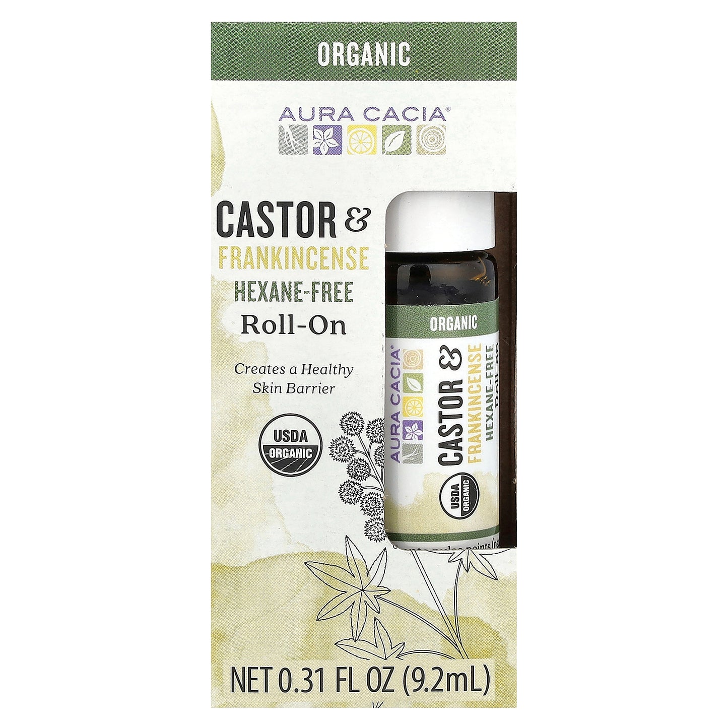 Aura Cacia Roll-On Castor & Frankincense 0.31 fl oz (9.2 ml)