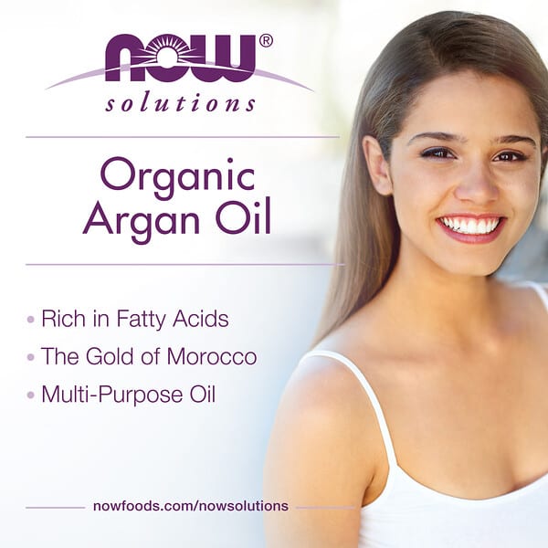 NOW Foods Solutions Certified Organic & 100% Pure Argan Oil 2 fl oz (59 ml)