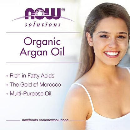 NOW Foods Solutions Certified Organic & 100% Pure Argan Oil 2 fl oz (59 ml)