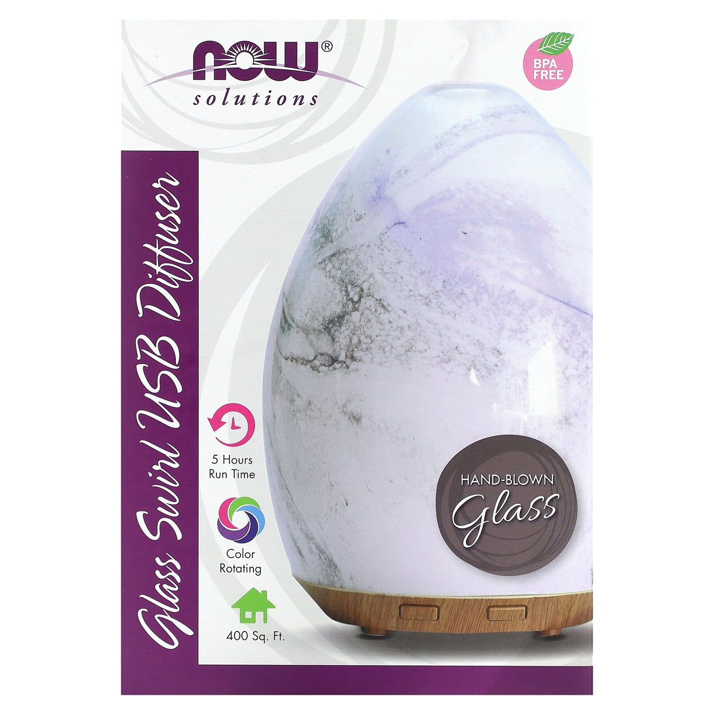 NOW Foods Solutions Glass Swirl USB Oil Diffuser 1 Diffuser