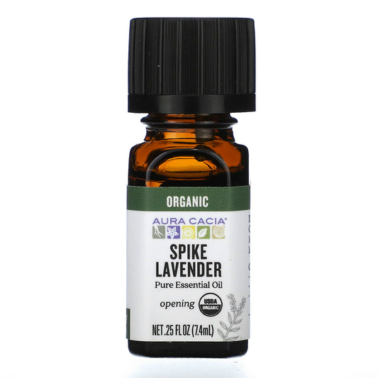Aura Cacia Pure Essential Oil Organic Spike Lavender 0.25 fl oz (7.4 ml)