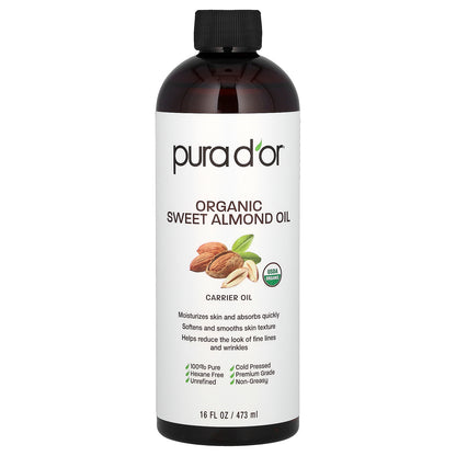 Pura D'or Organic Sweet Almond Oil 16 fl oz (473 ml)