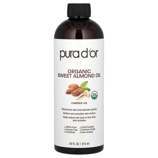 Pura D'or Organic Sweet Almond Oil 16 fl oz (473 ml)