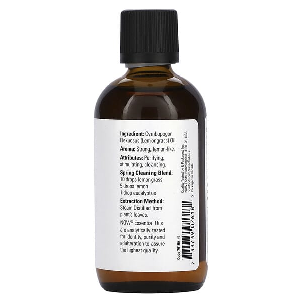 NOW Foods Essential Oils Lemongrass 4 fl oz (118 ml)