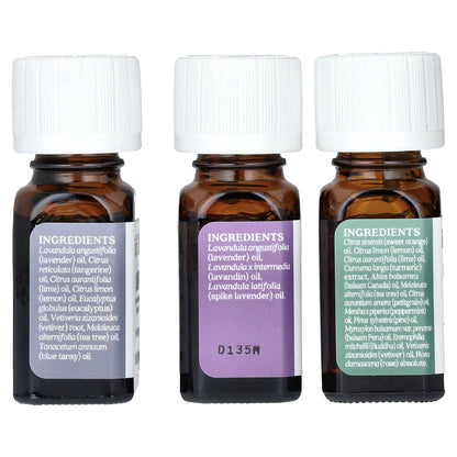Aura Cacia Fresh Home Pure Essential Oil Blends 3 Bottles 0.25 fl oz (7.4 ml) Each