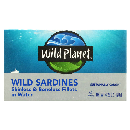 Wild Planet Wild Sardines Skinless & Boneless Fillets in Water 4.25 oz (120 g)