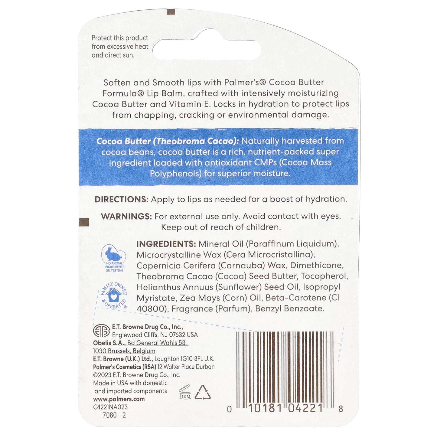 Palmer's Cocoa Butter Formula® with Vitamin E Softens Smooths Lip Balm 2 Pack 0.15 oz (4 g) Each