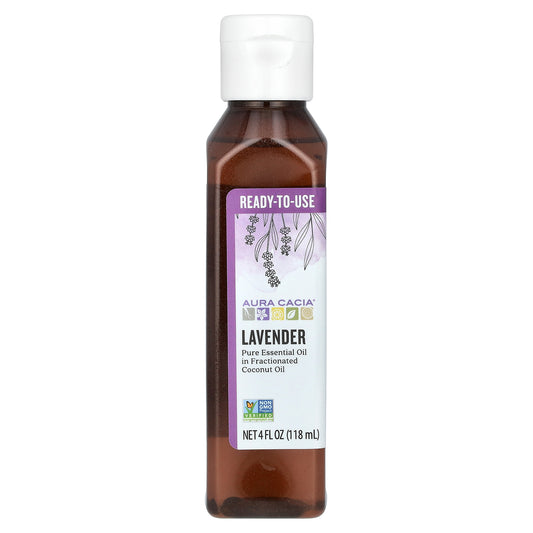 Aura Cacia Pure Essential Oil in Fractionated Coconut Oil Lavender 4 fl oz (118 ml)