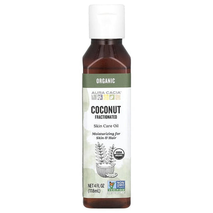 Aura Cacia Organic Skin Care Oil Coconut Fractionated 4 fl oz (118 ml)