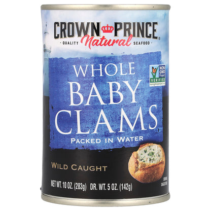 Crown Prince Natural Whole Baby Clams Packed in Water 10 oz (283 g)
