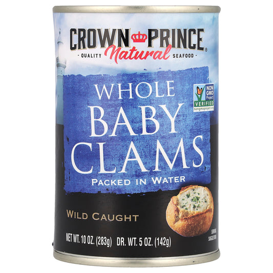 Crown Prince Natural Whole Baby Clams Packed in Water 10 oz (283 g)
