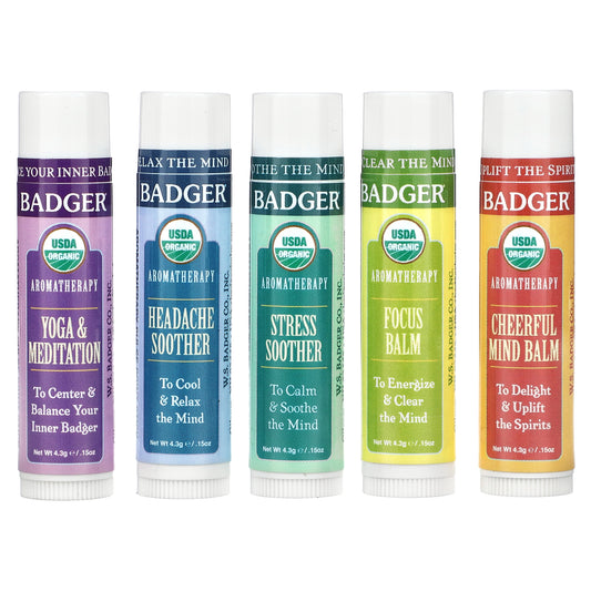 Badger Aromatherapy Travel Kit 5 Pack 0.15 oz (4.3 g) Each