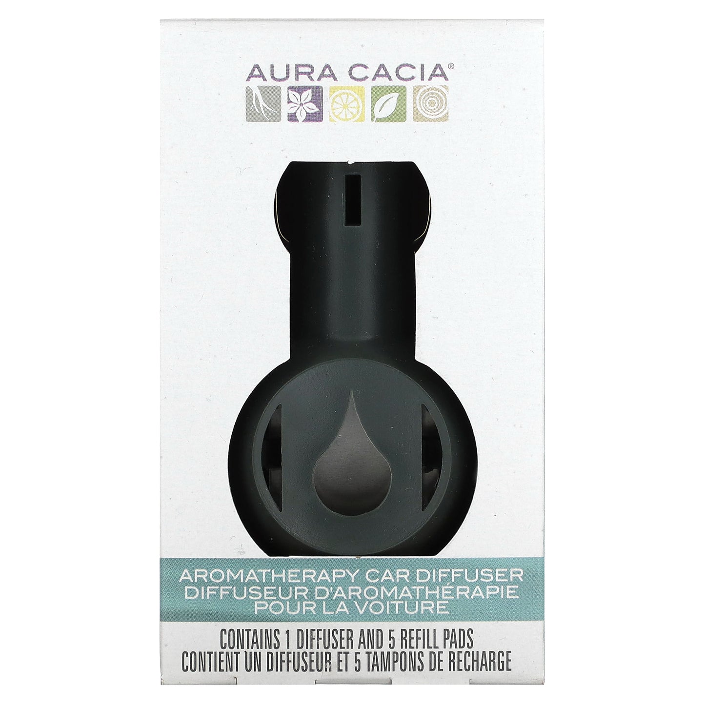 Aura Cacia Aromatherapy Car Diffuser 1 Diffuser 5 Refill Pads