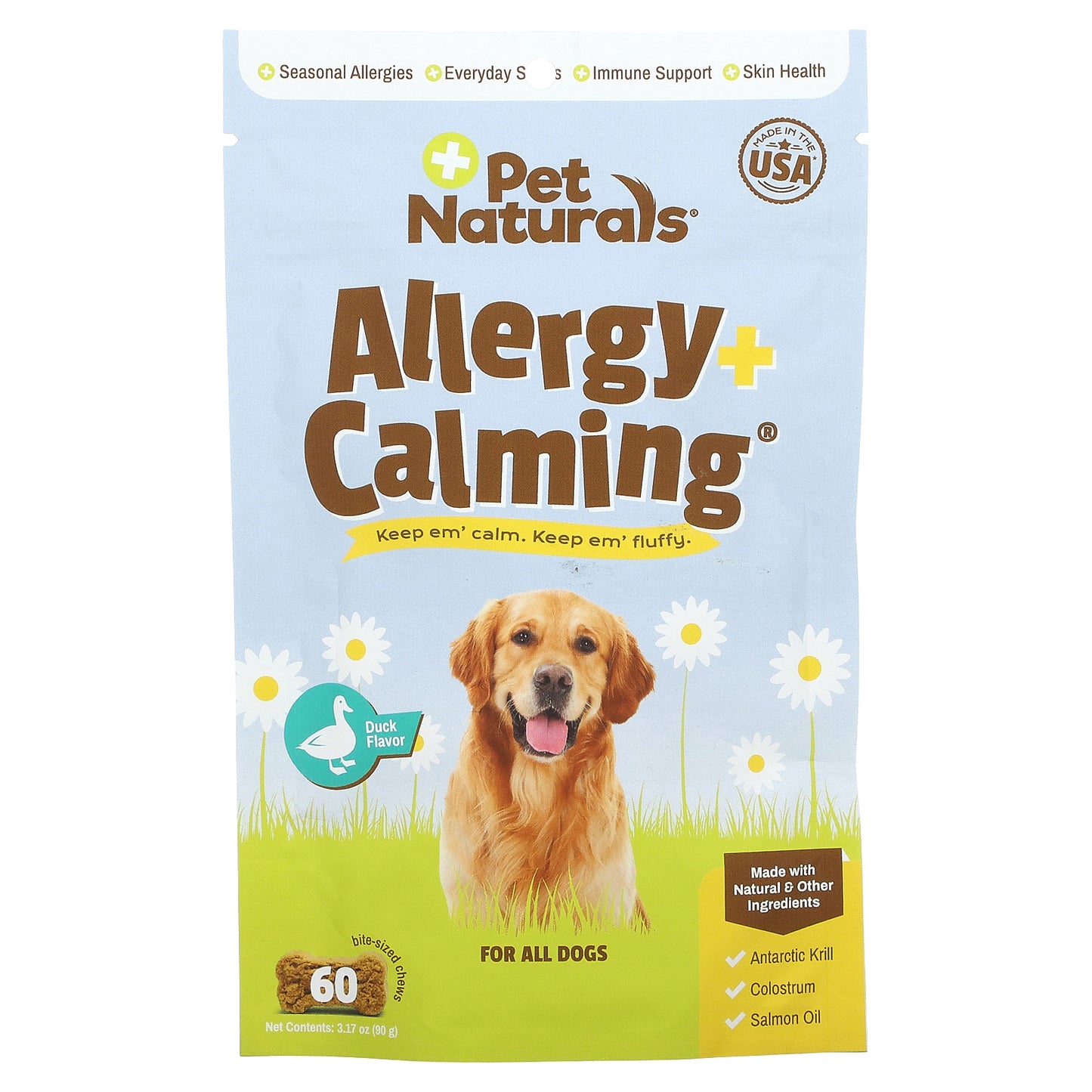 Pet Naturals Allergy + Calming For All Dogs Duck 60 Bite-Sized Chews 3.17 oz (90 g)