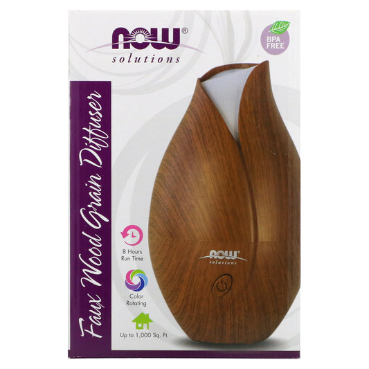 NOW Foods Solutions Ultrasonic Faux Wood Grain Diffuser 1 Piece