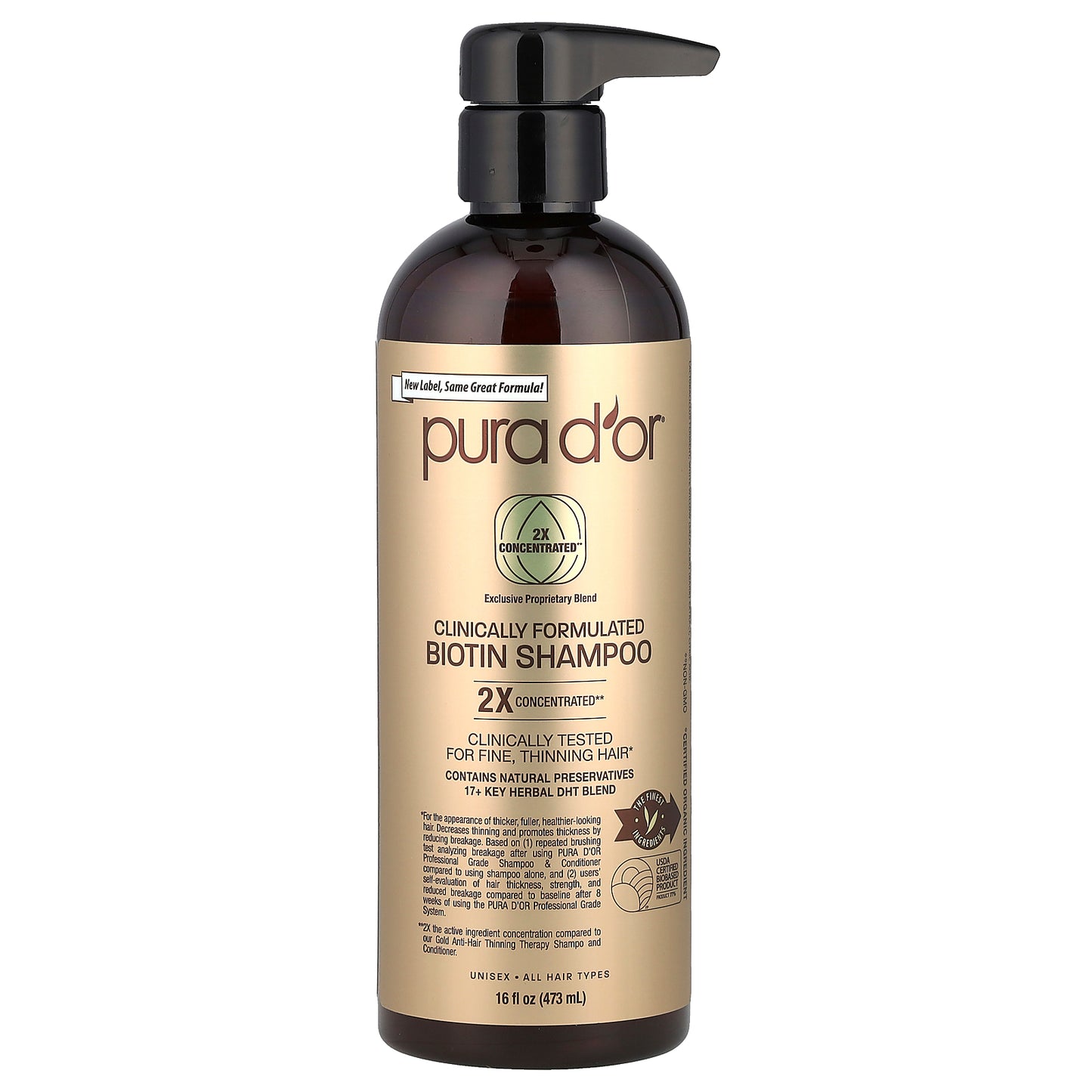 Pura D'or Clinically Formulated Biotin Shampoo All Hair Types 16 fl oz (473 ml)