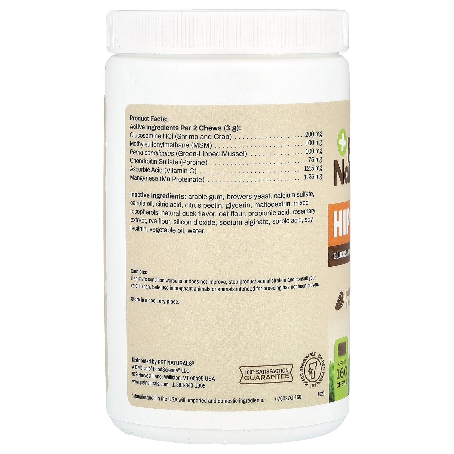 Pet Naturals Hip + Joint For Dogs and Cats 160 Chews 8.46 oz (240 g)