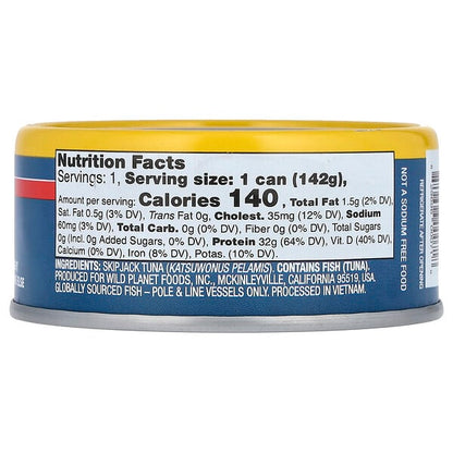 Wild Planet Skipjack Wild Tuna No Salt Added 5 oz (142 g)