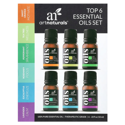 artnaturals Top 6 Essential Oils Set 6 Piece Set .33 fl oz (10 ml) Each