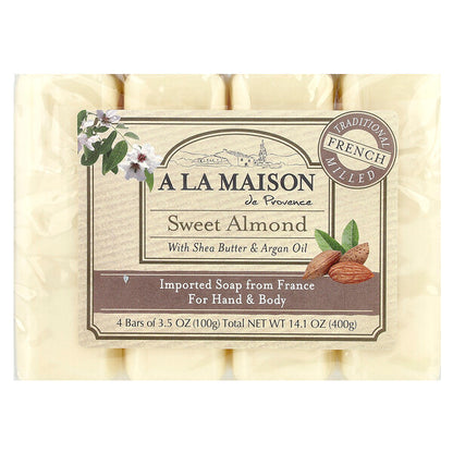 A La Maison de Provence Hand & Body Bar Soap Lavender Flowers 4 Bars 3.5 oz (100 g) Each