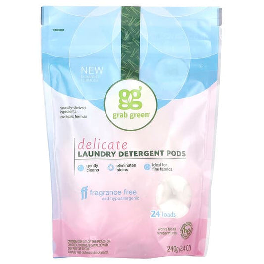 Grab Green Delicate Laundry Detergent Pods Fragrance Free 24 Loads 8.4 oz (240 g)