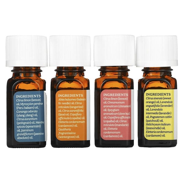 Aura Cacia Journey Kit Essential Oil Diffusion Blends 4 Bottles 0.25 fl oz (7.4 ml) Each