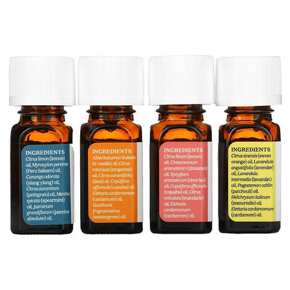 Aura Cacia Journey Kit Essential Oil Diffusion Blends 4 Bottles 0.25 fl oz (7.4 ml) Each