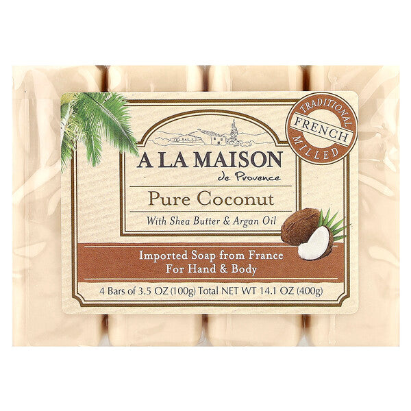 A La Maison de Provence Hand & Body Bar Soap Lavender Flowers 4 Bars 3.5 oz (100 g) Each