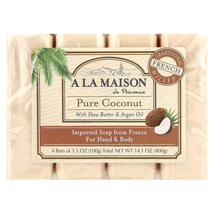 A La Maison de Provence Hand & Body Bar Soap Lavender Flowers 4 Bars 3.5 oz (100 g) Each