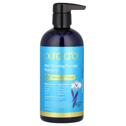 Pura D'or Hair Thinning Therapy Shampoo All Hair Types Lavender Vanilla 16 fl oz (473 ml)